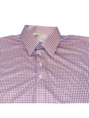 Collars & Co Dress Collar Polo Shirt Large Purple Gingham Plaid Performance Golf